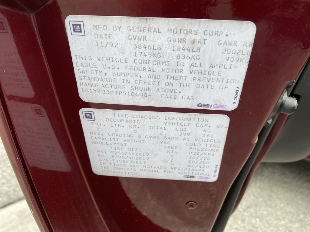 1993 Chevrolet Corvette 2DR CONV