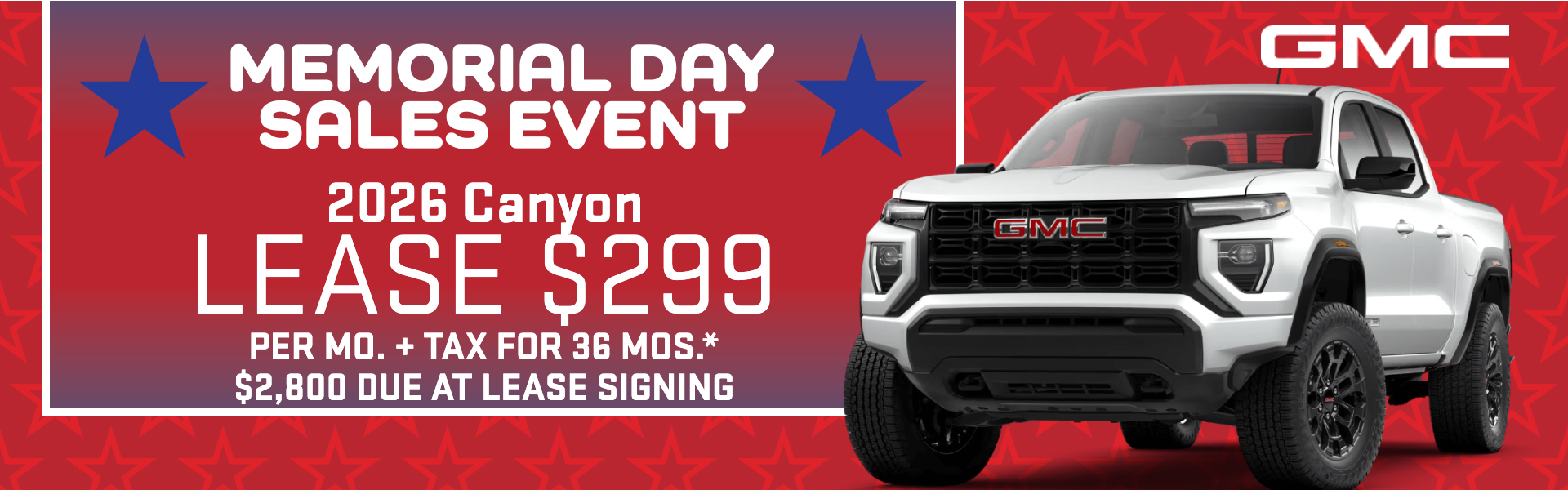 2026 GMC Canyon lease for $299 at Chavez Jessup GMC in Indio