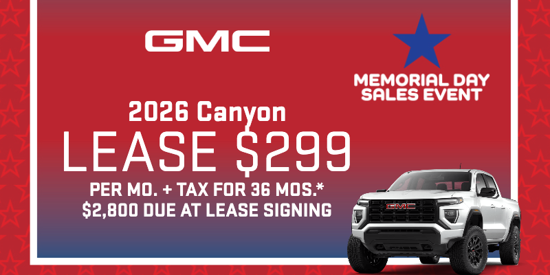 2026 GMC Canyon lease for $299 at Chavez Jessup GMC in Indio